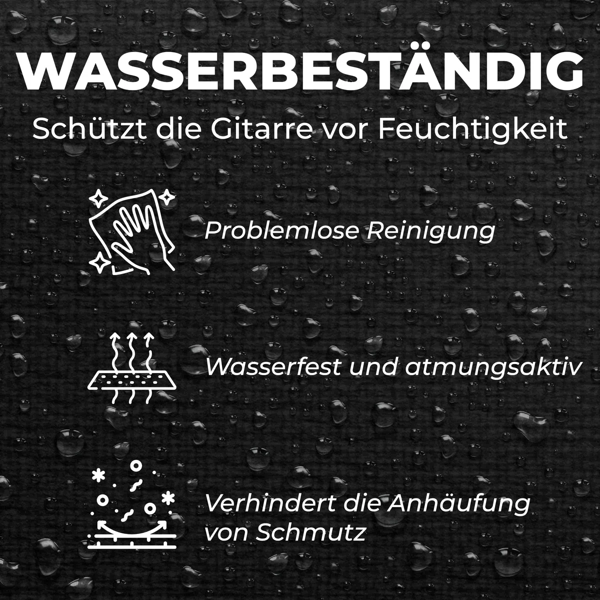 wasserdichte 40-Zoll-Gitarrentasche, 4/4-Gitarren-Tragetasche, Gitarrentasche mit verstellbarem Riemen, staubdichter Rucksack, tragbar, für Reisen, Schwarz