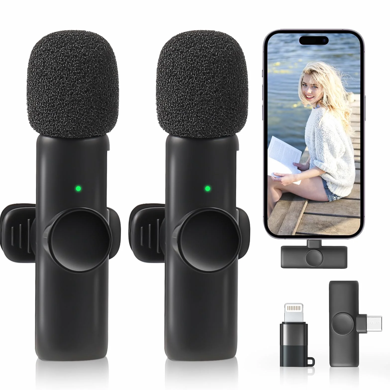 ZWOOS Mikrofon Handy, Lavalier Mikrofon, Plug-and-Play Ansteckmikrofon Kabellos, Klar und Kein Lärm, Bluetooth Mikrofon Handy für Video Recording, Vlog, Streaming, Interview, Live