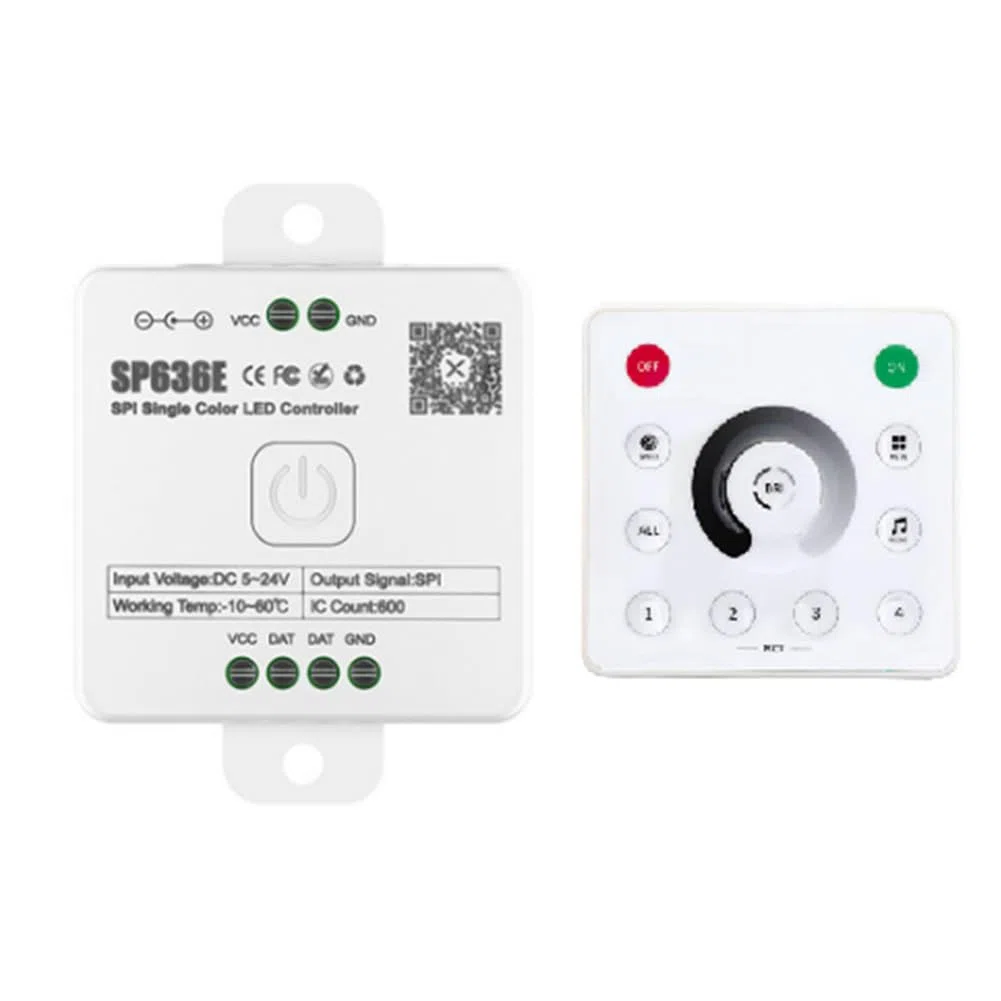 Aboiled AND-SP636E SPI DC5-24v Monochrom-Controller mit and-RC1 Fernbedienungsunterstützung 2.4G Touch-Fernbedienung