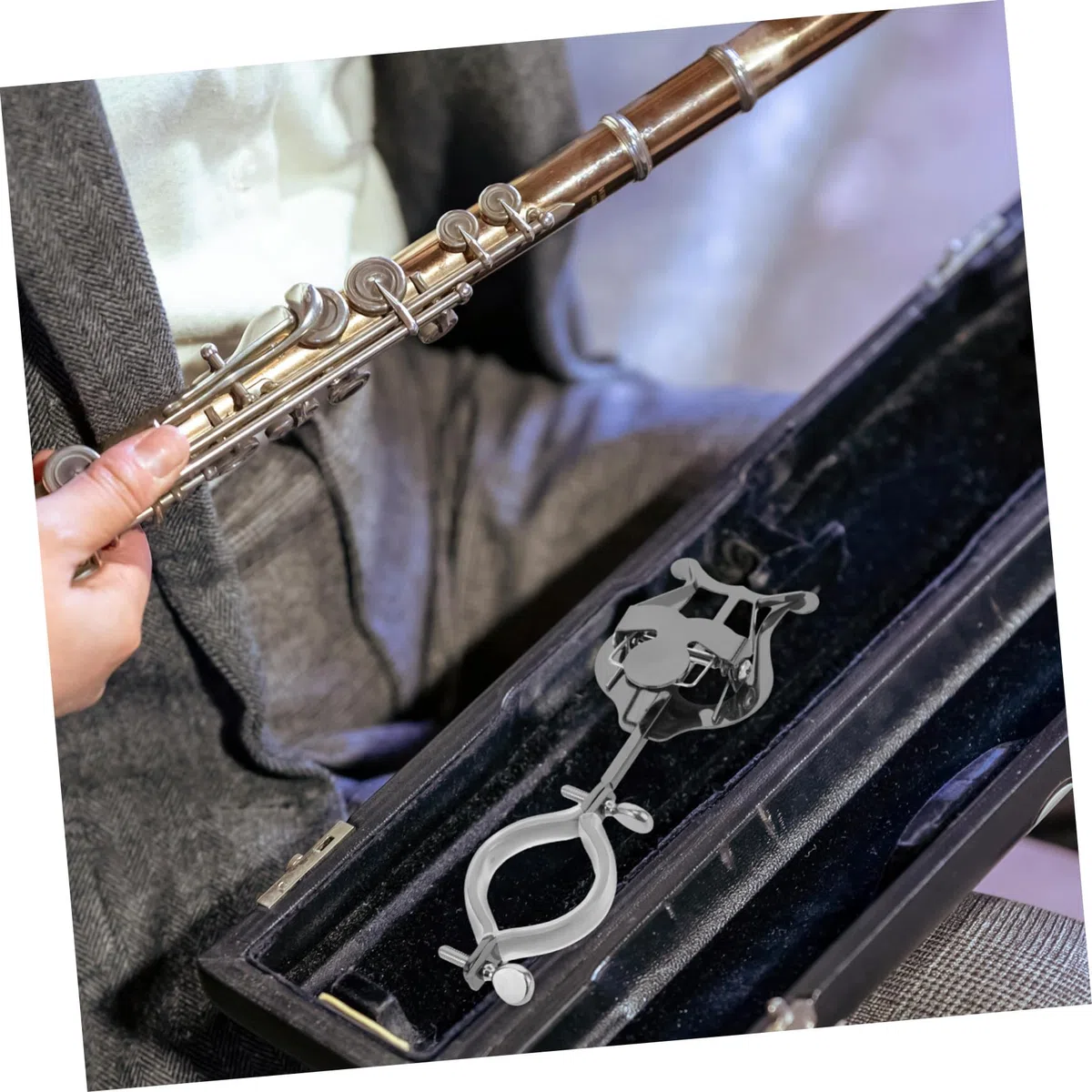 BESTonZON Schlauchhalter für Wand Leichter Klarinetten Notenhalter aus Legierung mit Multifunktionalem Design Kompakter Musiklyra für Marschkapellen und Shows