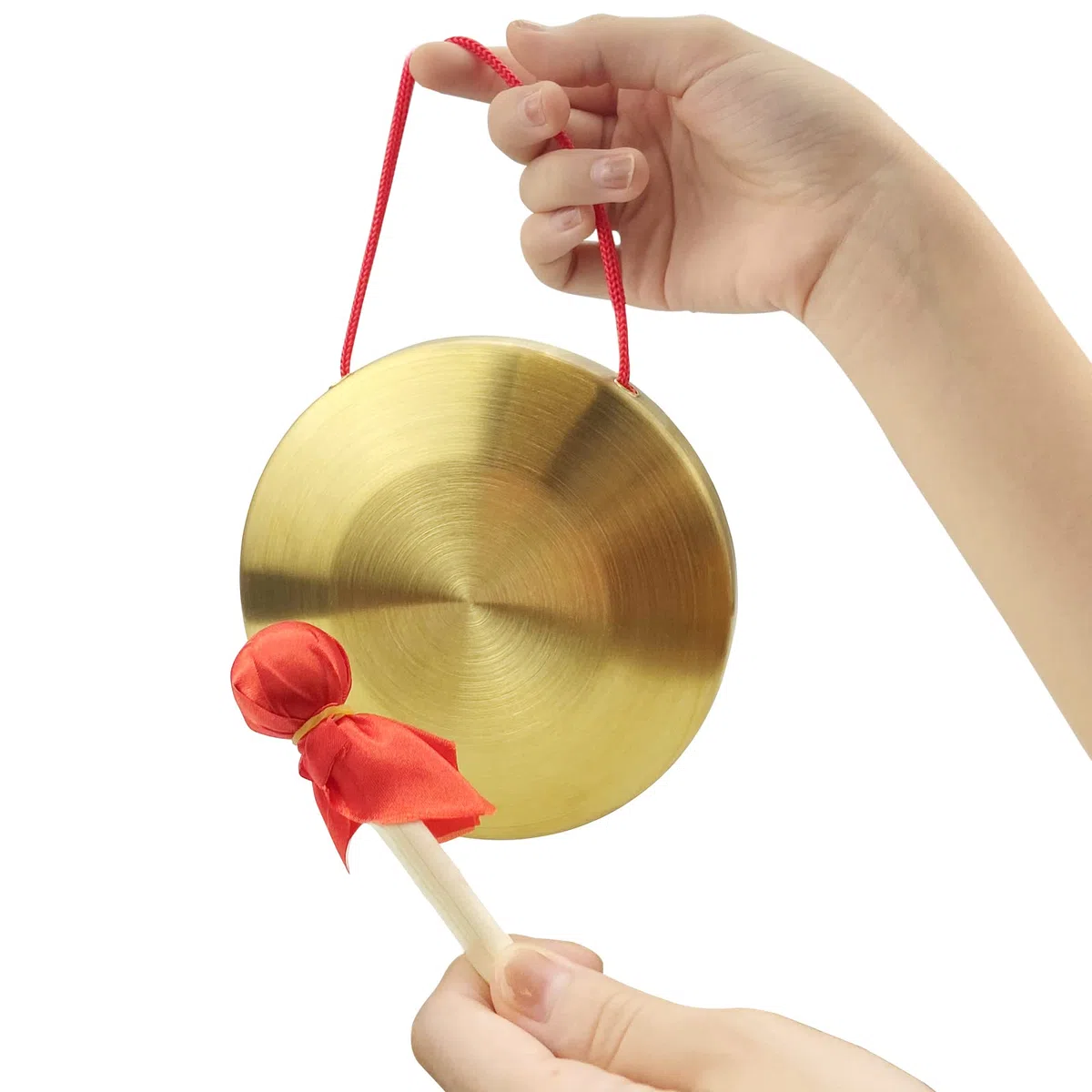 15cm Messing Kupfer Hand Gong Becken Tragbare Messing Gong Blechblasinstrumente, mit rundem Spielhammer, für Schlaginstrumente Kirchenoper Orchester (mit Tasche)