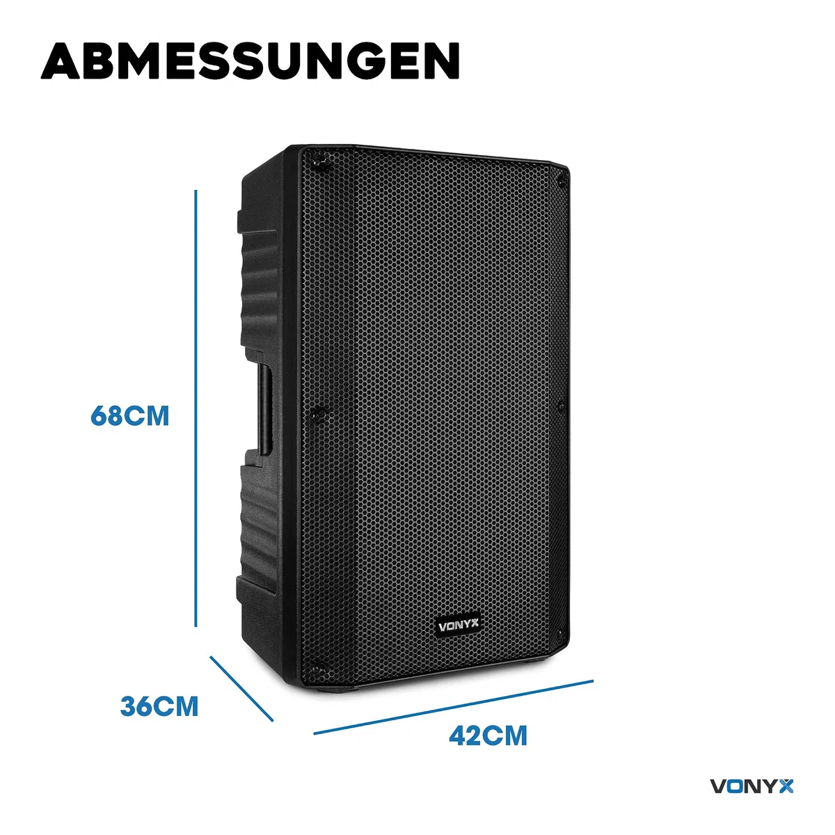 Vonyx VSA15BT - Aktivlautsprecher, Bluetooth, 1000 Watt PA Anlage, PA Lautsprecher Aktiv mit 15 Zoll Subwoofer, Bi-Amp, Mikrofon-Input, Equalizer, Gitarreneingang MP3-Player, PA Boxen für Gitarristen