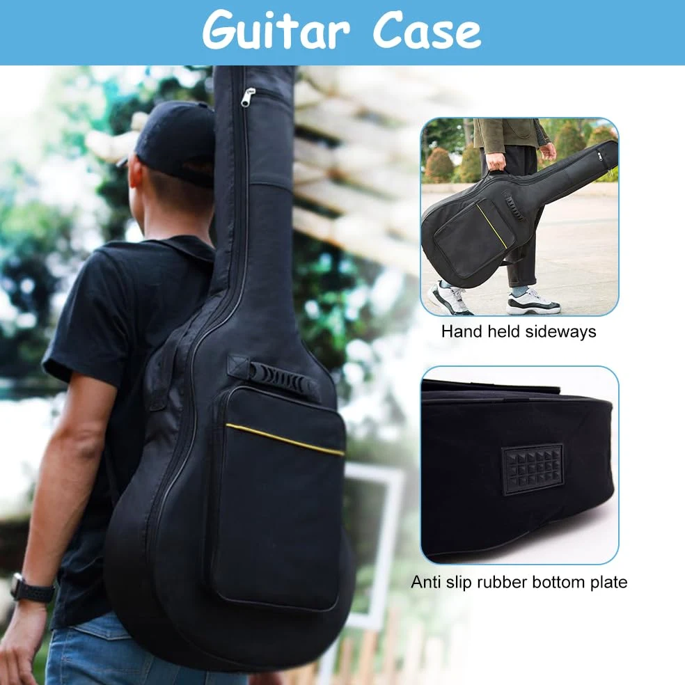 1 Stück Gitarrentasche Akustikgitarre Gig Bag Guitar Case Gitarrentasche in Originalgröße mit Schultergurten für Konzertgitarre, E-Gitarre, Akustikgitarre, Westerngitarre, Akustikbass(Schwarz)