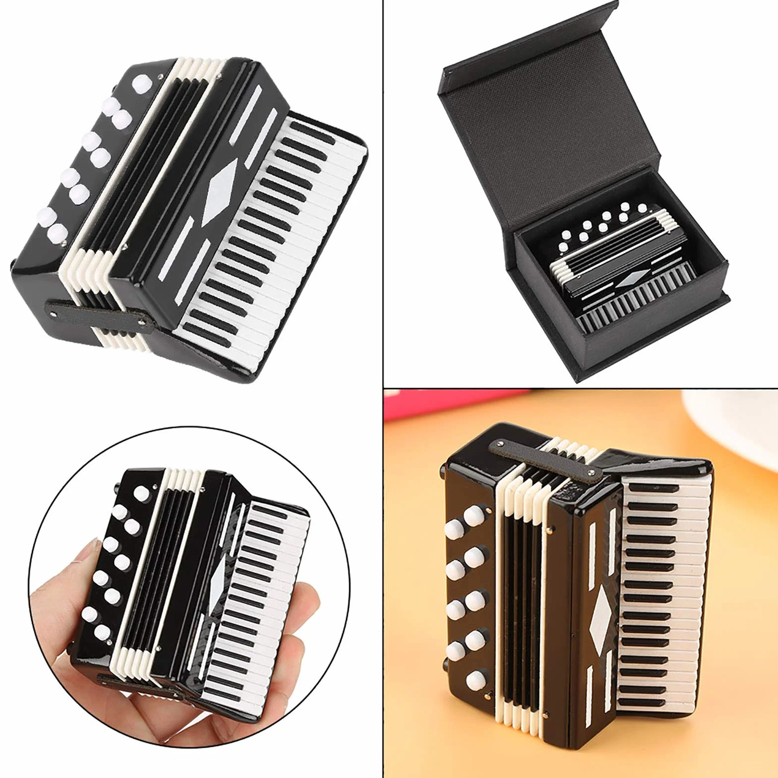 Raguso Miniatur Akkordeon Modell , musikalische Ornamente , 9 x 7 , 5 x 4 cm , kleines Bastel Akkordeon Modell , Heimdekoration , Kaffee Dekoration